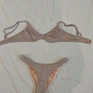 Rose Gold Sparkly Triangl Bikini